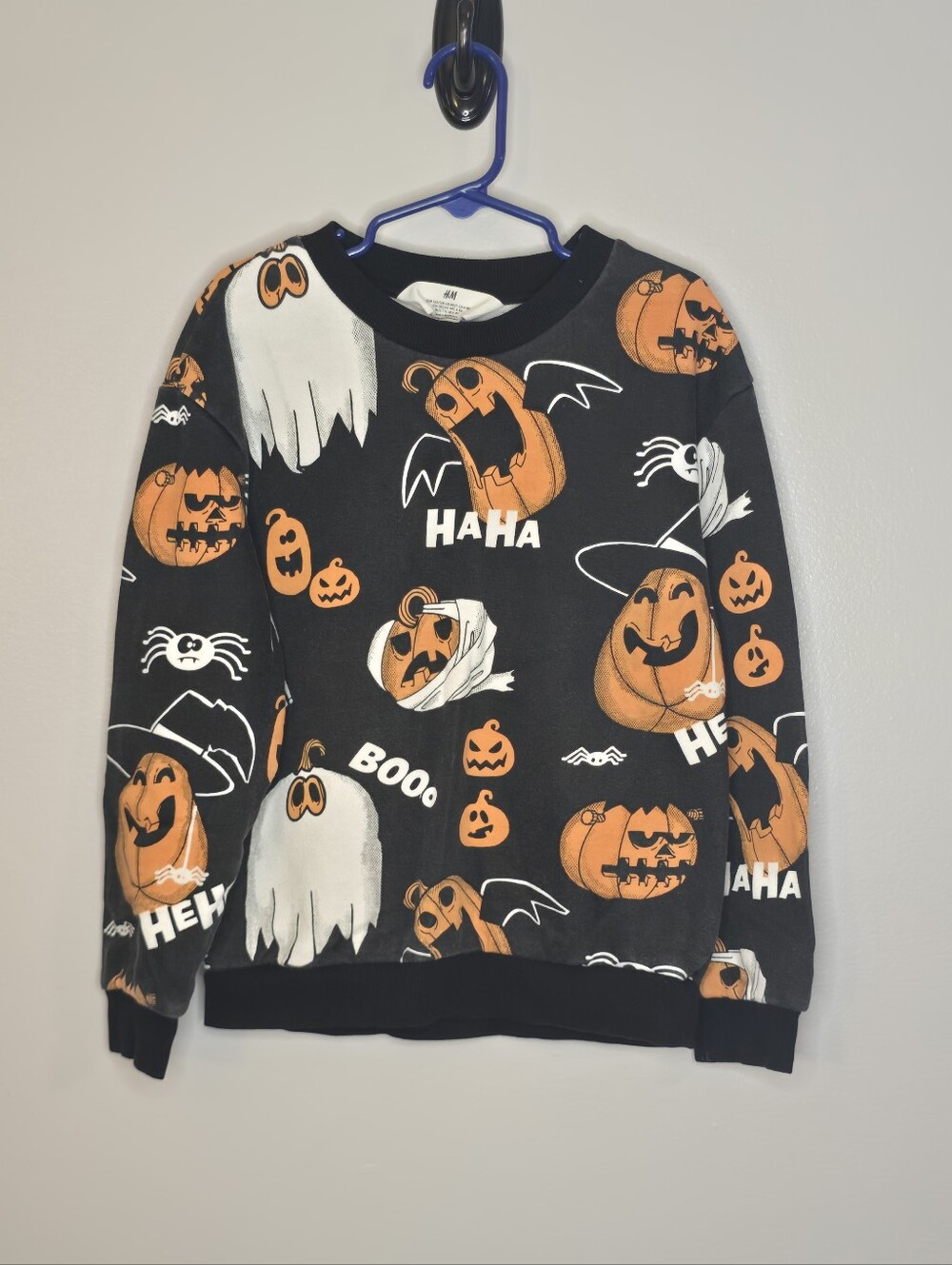 H&M Black and Orange Halloween Pumpkin & Ghost Crewneck Sweater
